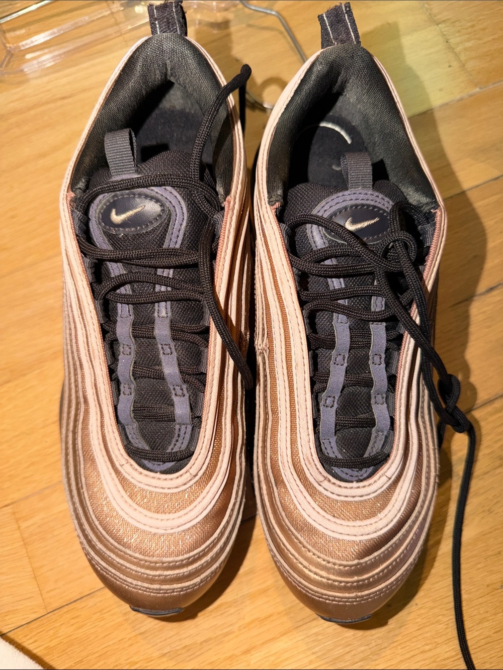 Nike Rose Gold and Black Air Max 97 Sneakers